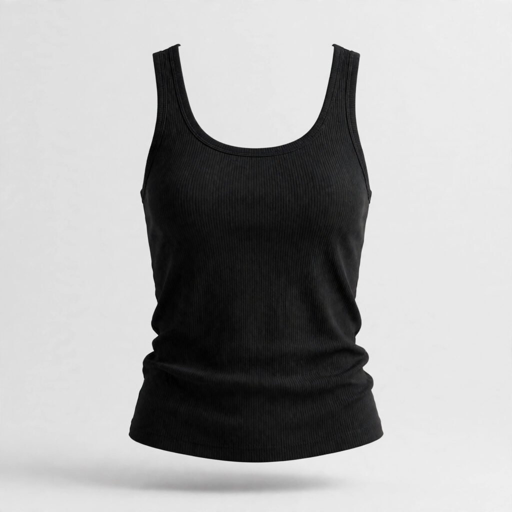 Débardeur Côtelé Noir Femme