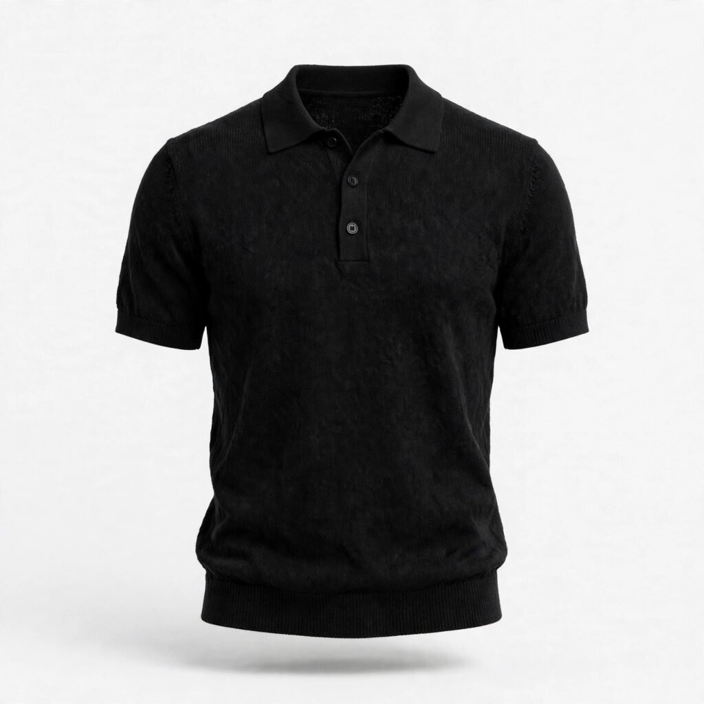 Polo Maille Noir Homme
